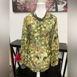 Jerry T New York Women’s Tunic Plus Top Blouse Long Sleeve Size 1XL Round Neck